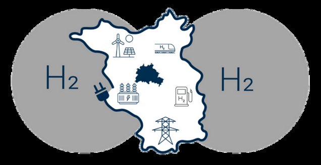 Eine Brandenburg-Karte mit H2 Schriftzug